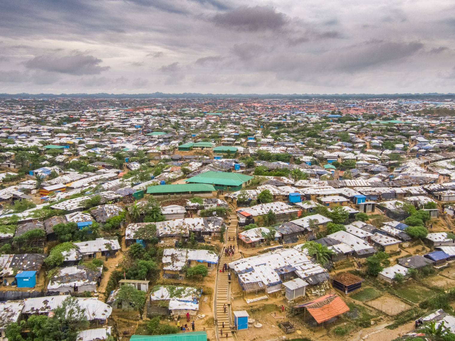 Aerial view of the Royhinga refugee camps in Cox