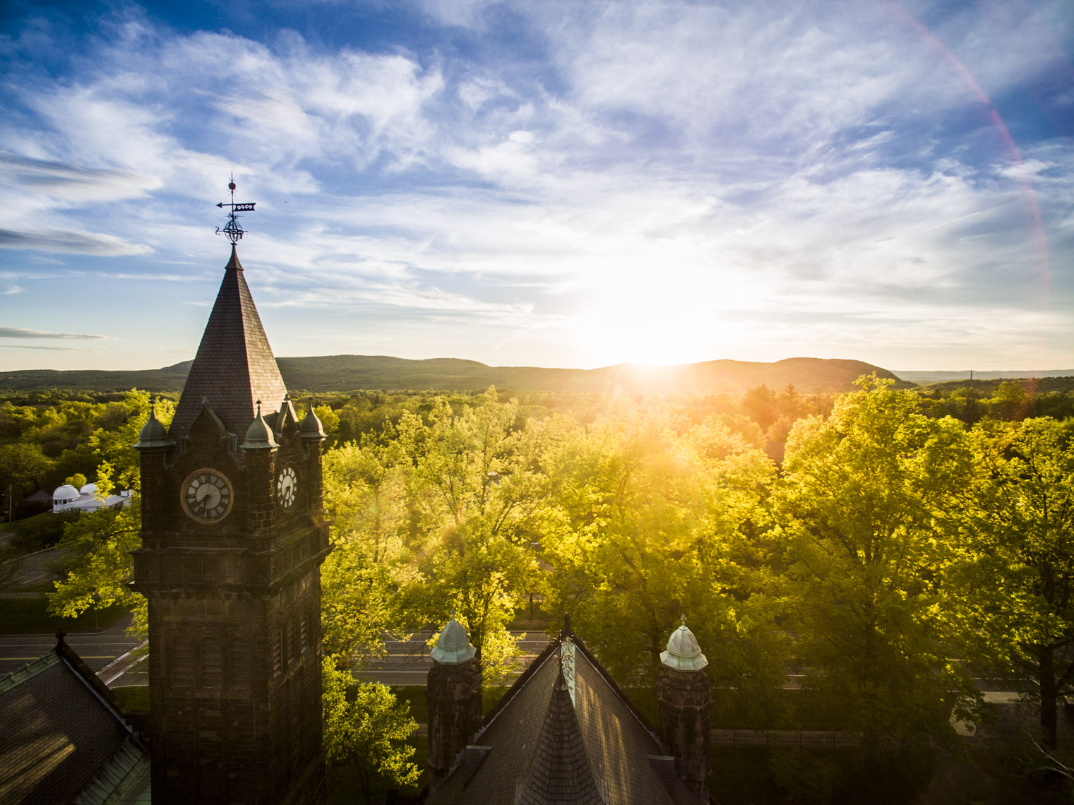 Sunset over the campus of Mount Holyoke College in Massachusetts