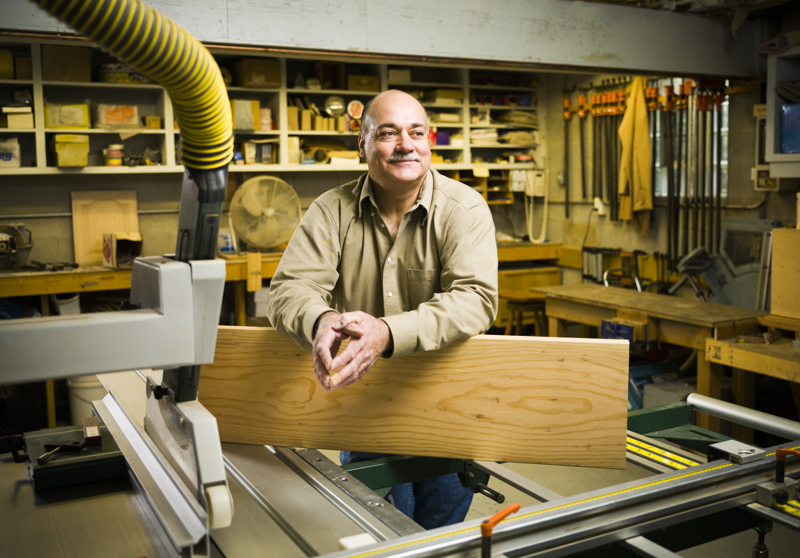 Portrait of a small business owner in his wood working workshop in Philadelphia