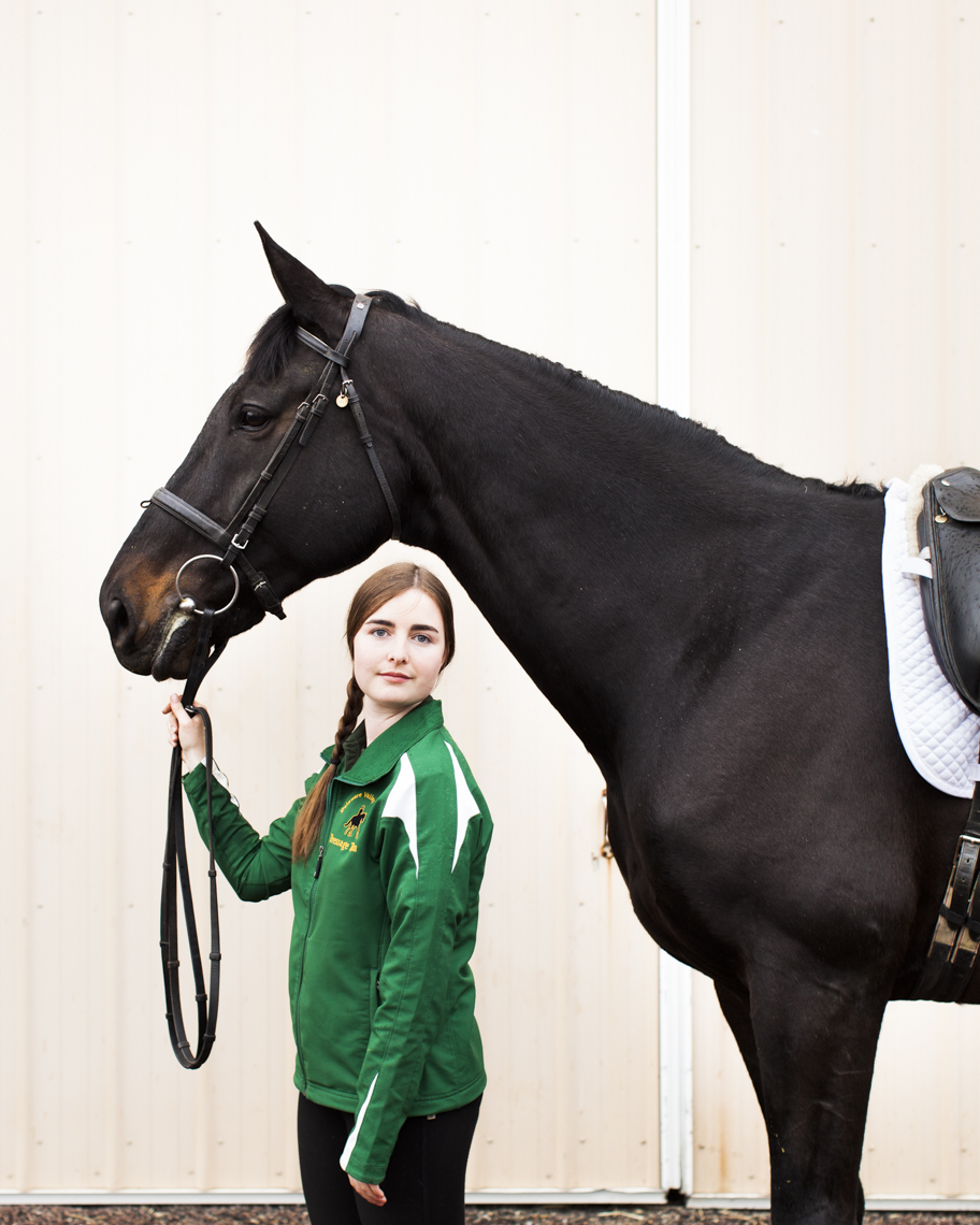 Educational portrait of equestrian athlete and her horse by Washington DC photographer Ryan Donnell